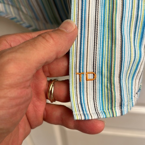 Thomas Dean Button down shirt. XL, blue and green, flip cuff - Picture 4 of 4